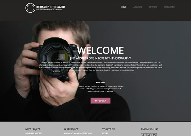 Free WordPress template for photographer